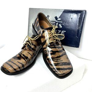 Vintage Tan Gold Zebra Oxford Formal Dress Shoe Rare OOAK NWOT
